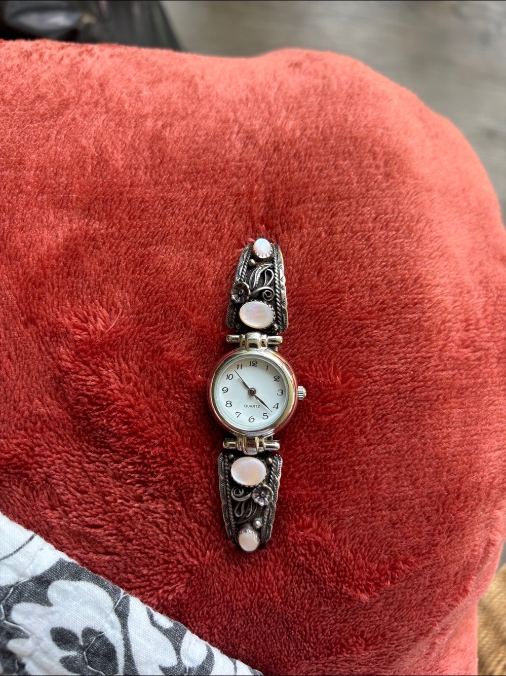 Sterling-Silver Mother of Pearl Accent Women's Watch - White Dial